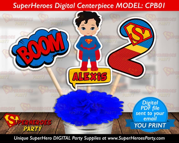 Superman Birthday Party Supplies Centerpiece Centerpieces Etsy
