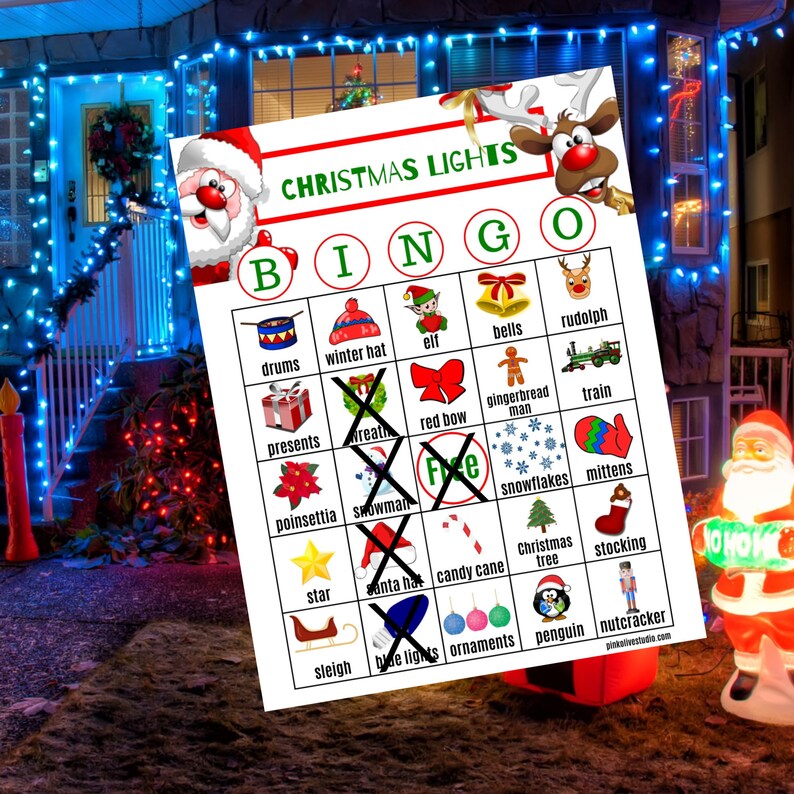 Christmas Bingo, Christmas Lights Bingo, Bingo Cards, Bingo Printable ...