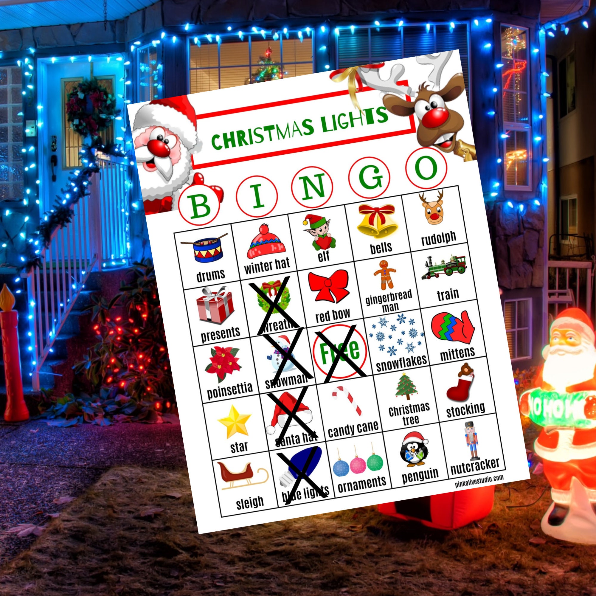 Christmas Bingo, Christmas Lights Bingo, Bingo Cards, Bingo Printable