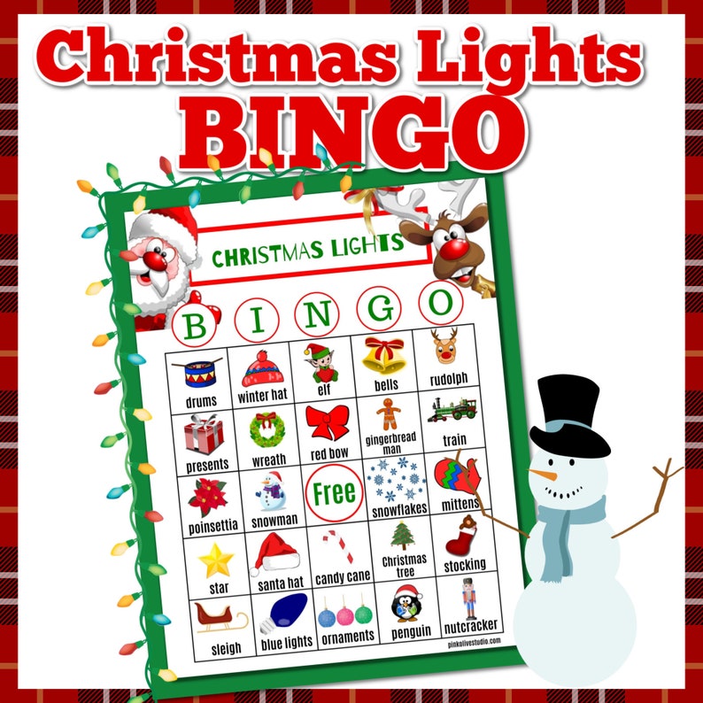 Christmas Bingo, Christmas Lights Bingo, Bingo Cards, Bingo Printable ...