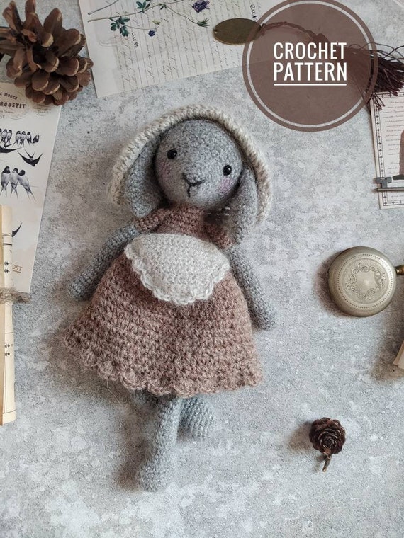 Crochet Easter Bunny PATTERN - Knit Dolls Mori girl Forest girl style Amigurumi Animals Pretty Dolls