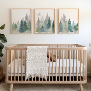 Baby Boy Nursery Wall Decor - Woodland Nursery Art Prints - Tree Nursery Theme - Woodland Trees Nursery - Pine Tree Art