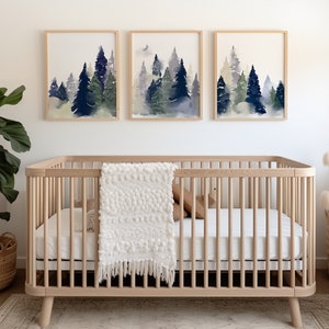 Baby Boy Nursery Wall Decor - Woodland Nursery Art Prints - Tree Nursery Theme - Woodland Trees Nursery - Pine Tree Art