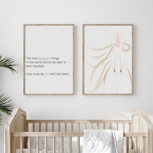 Framed Horse Nursery Decor - Baby Girl Nursery Decor - Horse Art Print - Nursery Quote Wall Decor - Whimsical Nursery Art - Blush Nursery