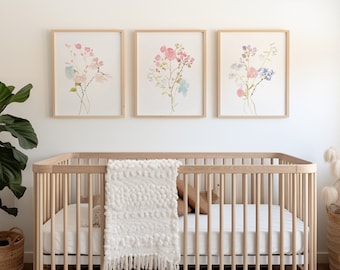Baby Girl Wildflower Nursery Decor - Floral Wall Art - Flower Nursery Prints - Watercolor Nursery Art - Floral Bouquet Art Print