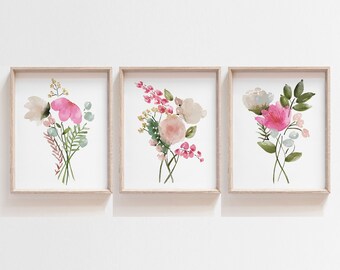 Floral Nursery Decor, Floral Bouquet Print, Watercolor Flowers, Baby Girl Nursery Wall Decor, Floral Wall Art, Flower Bouquet Art