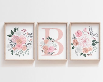 Baby Girl Nursery Wall Decor - Floral Nursery Print - Floral Wall Art - Watercolor Flower Stems Wall Decor - Watercolor Nursery Art