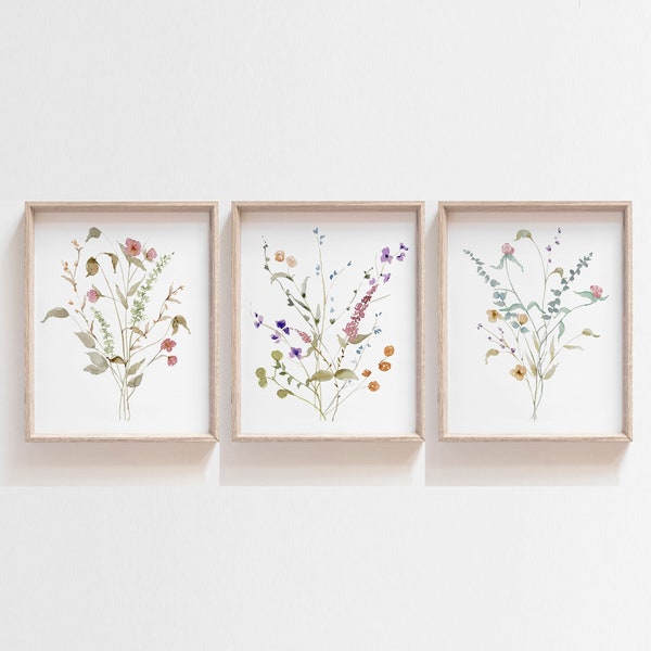Framed Custom Wildflower Nursery - Baby Girl Nursery Wall Decor - Floral Nursery Print - Meadow Grass Nursery Art - Watercolor Botanical
