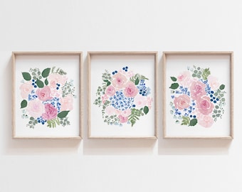 Baby Girl Nursery Decor, Floral Nursery Wall Decor, Floral Wall Art, Nursery Prints Girl, Flower Watercolor Print