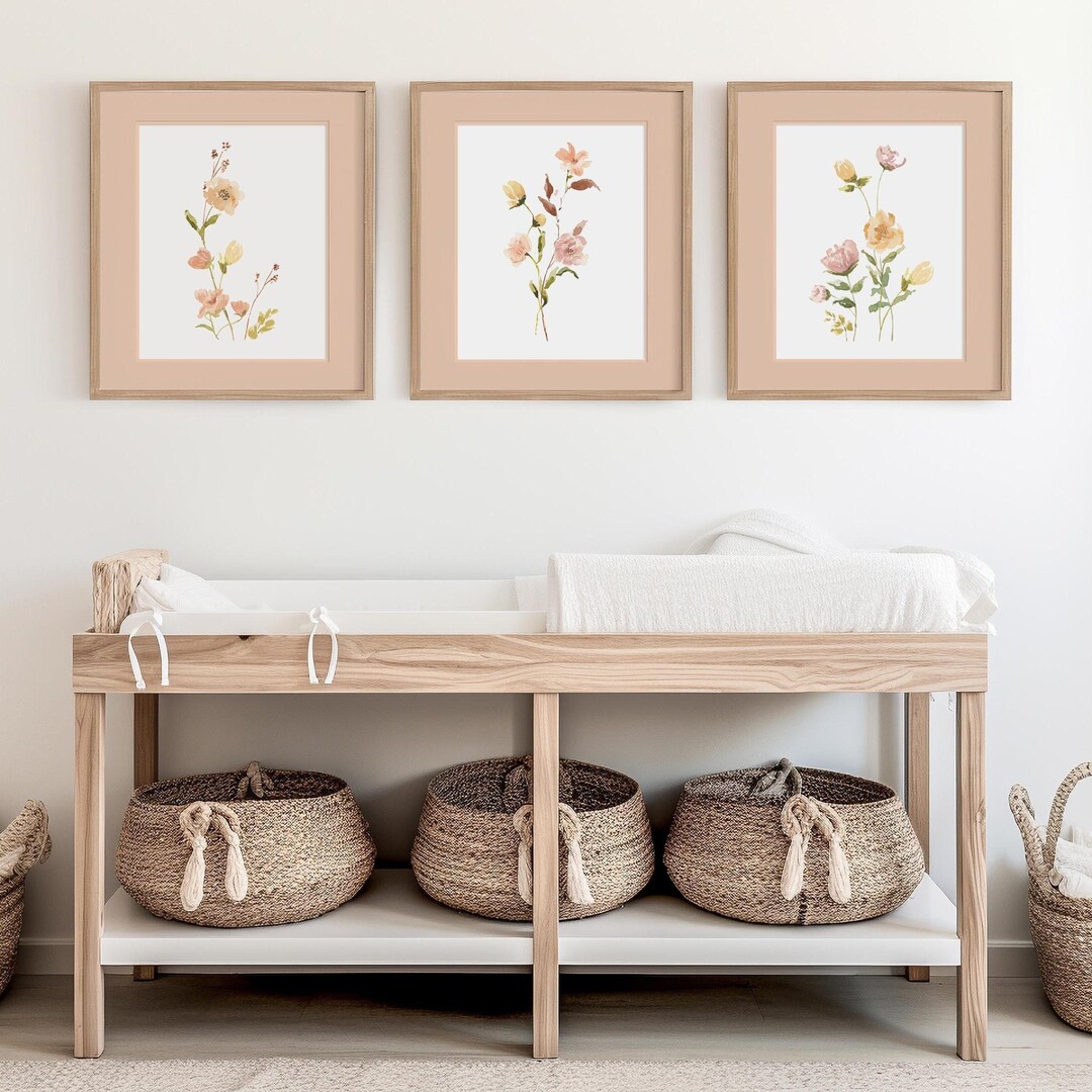 Vintage Floral Wall Art - Floral Nursery Print - Baby Girl Nursery ...