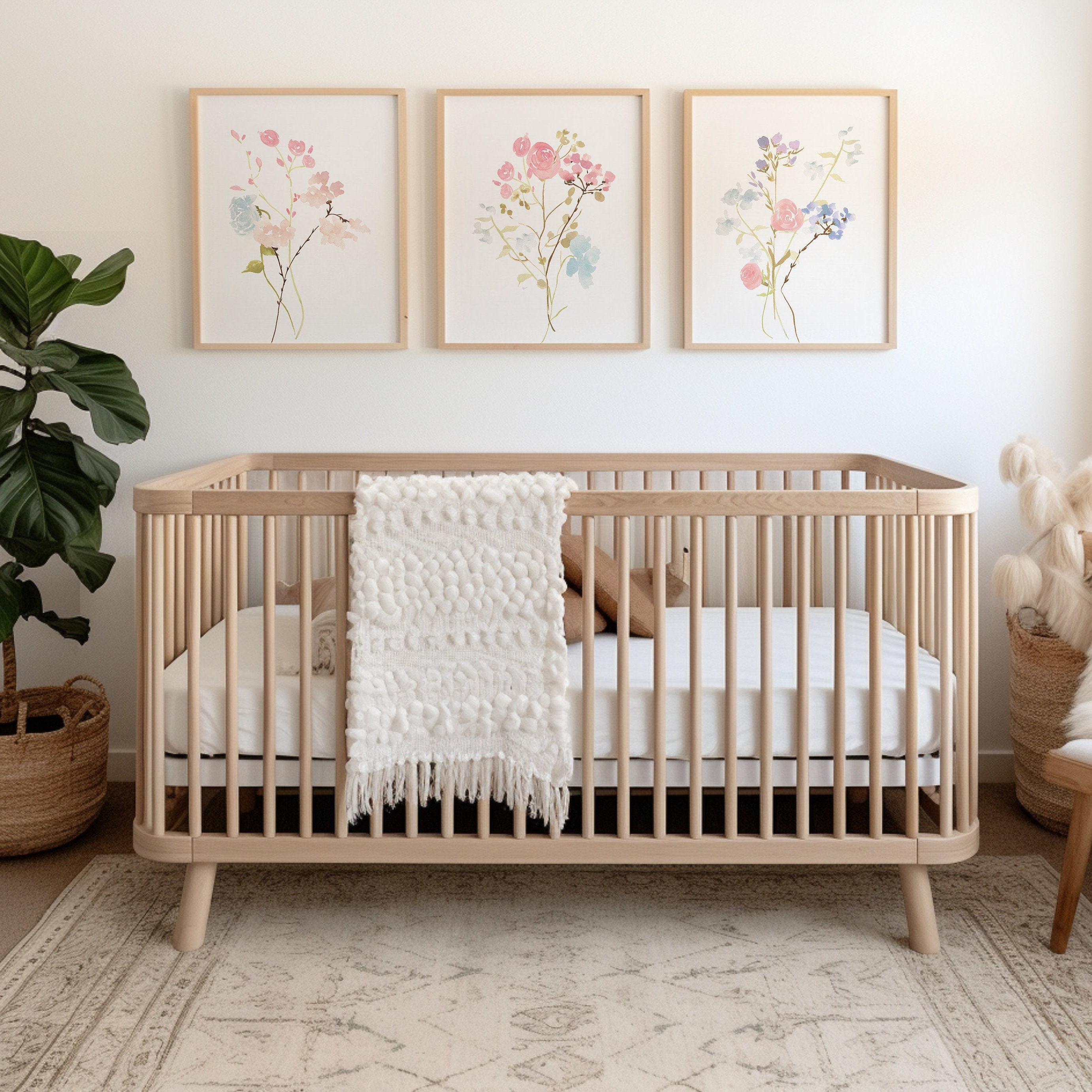 Baby Girl Wildflower Nursery Decor - Floral Wall Art - Flower Nursery ...