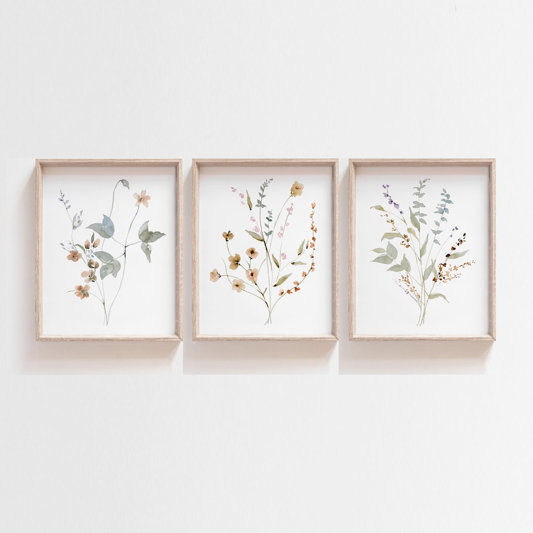 Watercolor Wildflower Prints: Baby Girl Nursery Wall Art, Set of 3 - Etsy