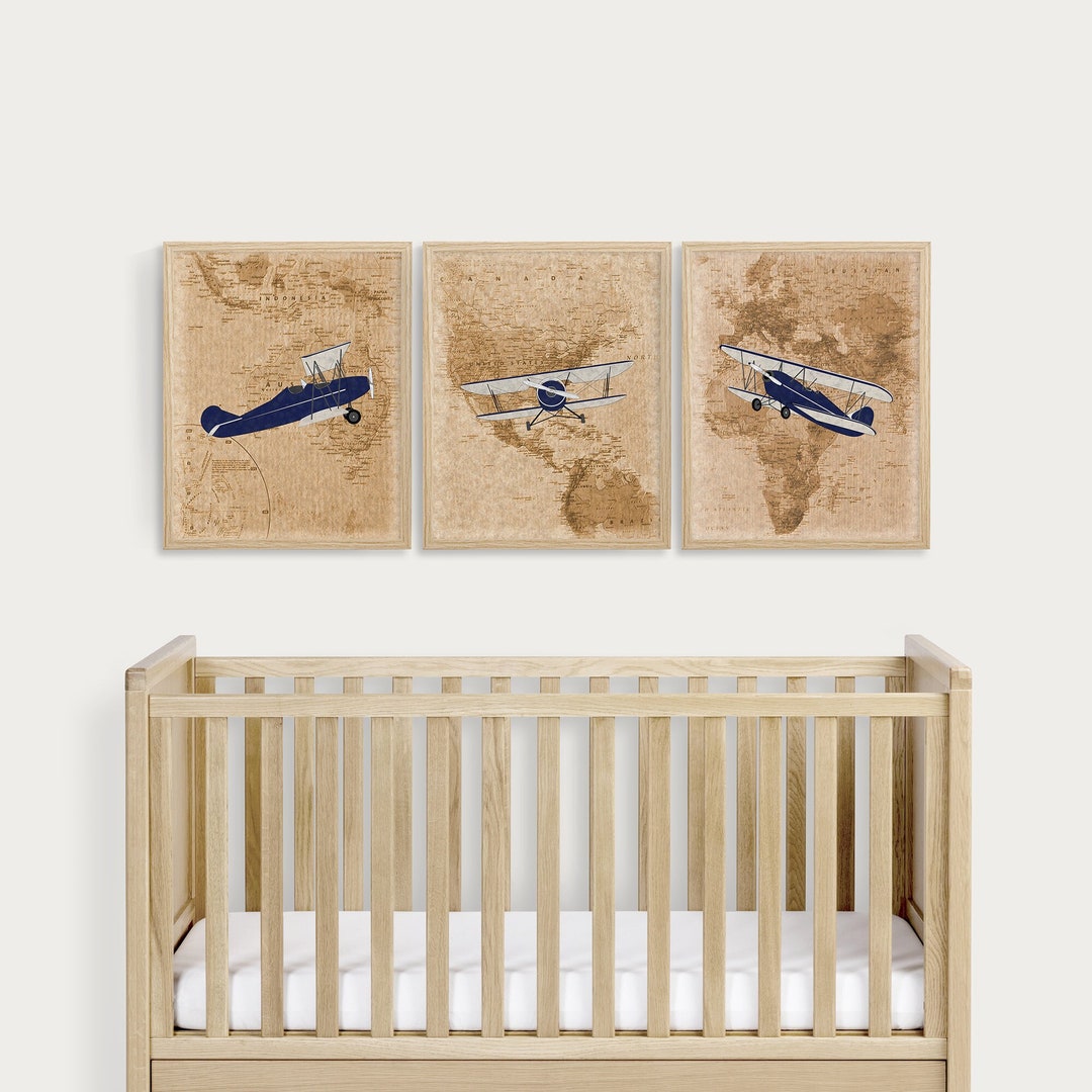 Framed Airplane Nursery Decor Vintage Airplane Decor Vintage Airplane Print Airplane Decor