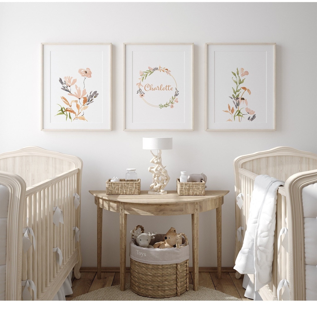 Floral Nursery Name Print Wildflower Wreath Nursery Art Baby Girl ...