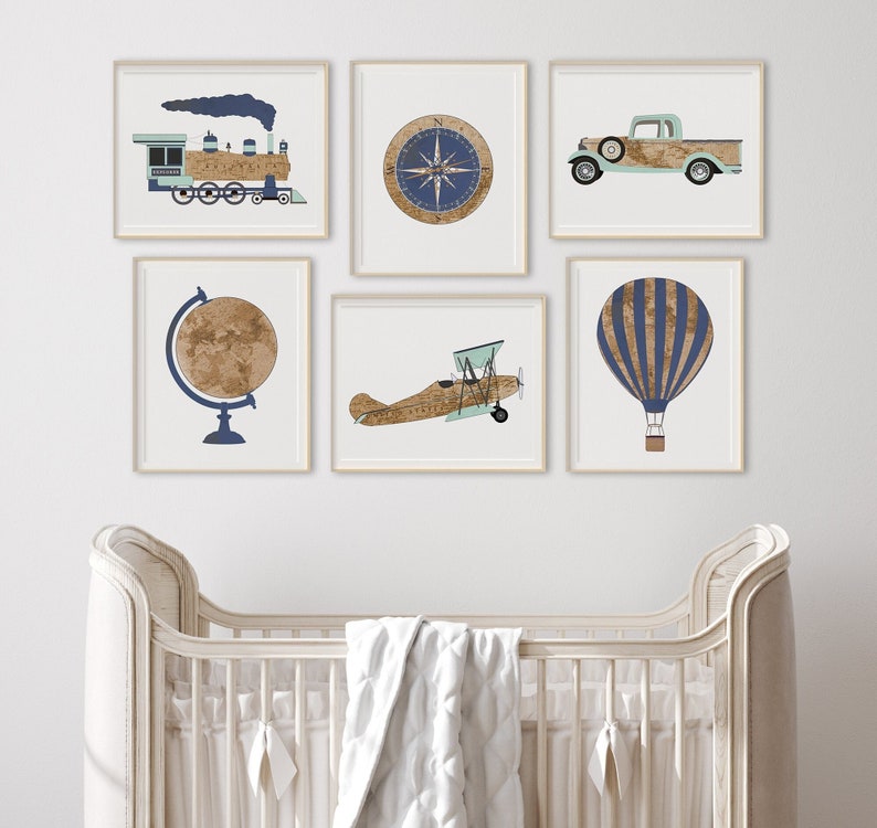 Travel Nursery Decor Vintage Airplane Nursery Wall Decor Etsy