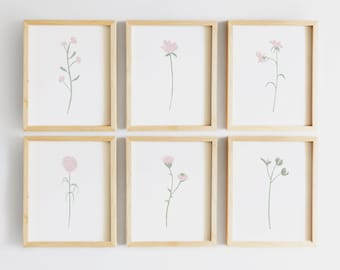 Framed Watercolor Flowers | Blush Pink Nursery Decor | Baby Girl Nursery Floral Wall Art | Light Pink Nursery Flower Wall Art Prints