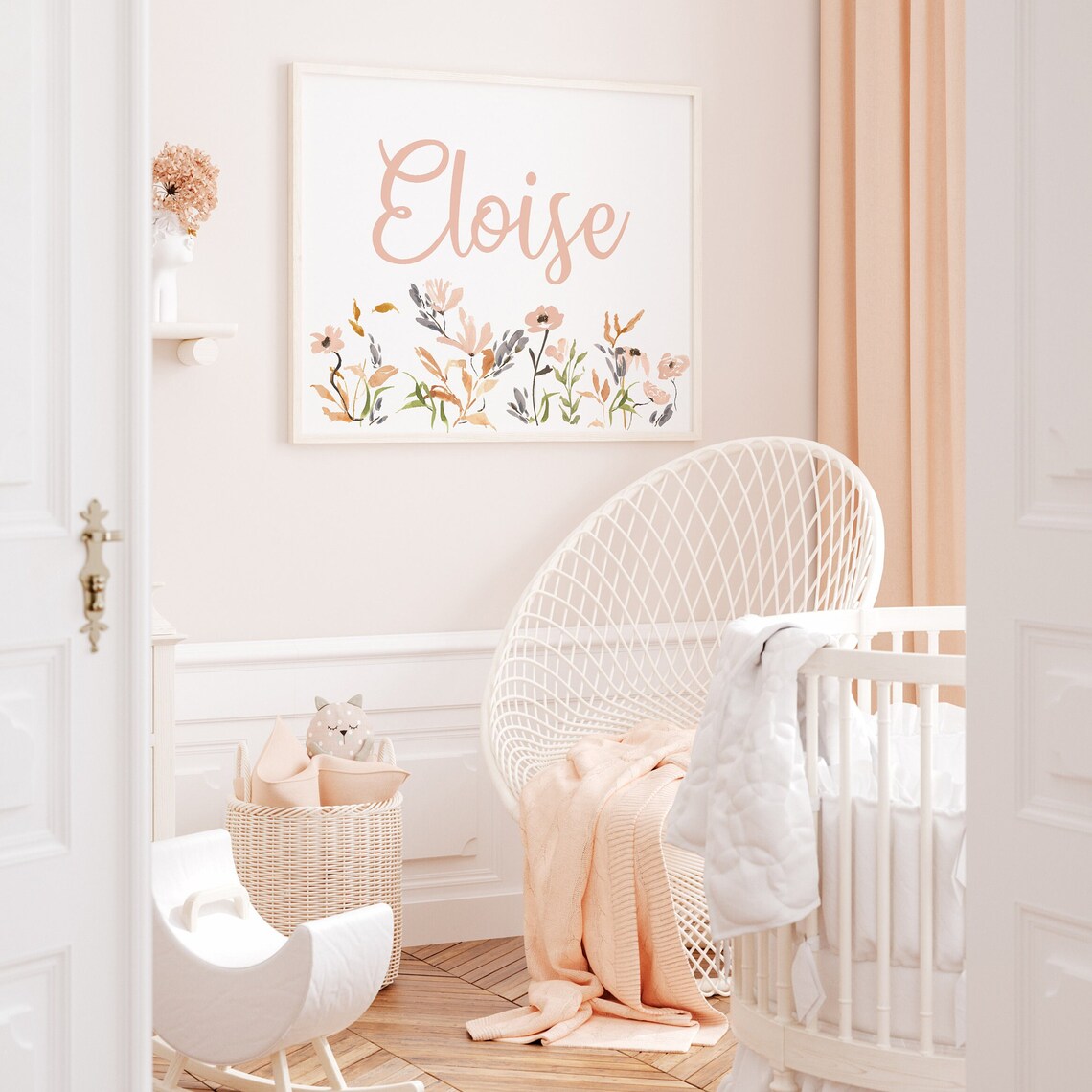Watercolor Wildflower Name Print: Blush Floral Nursery Art - Etsy