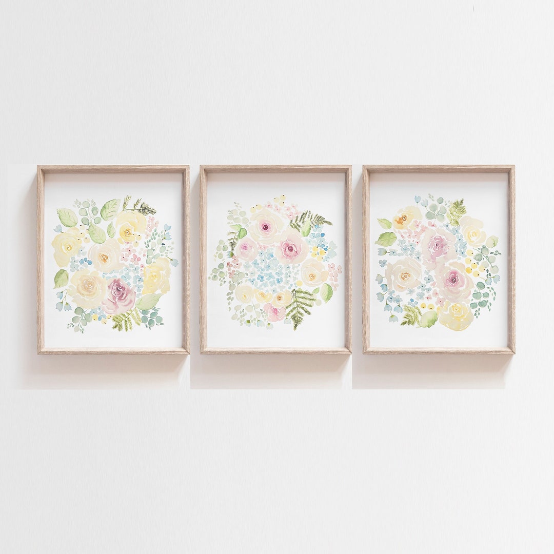 Floral Watercolor Print Set: Baby Girl Nursery Decor - Etsy