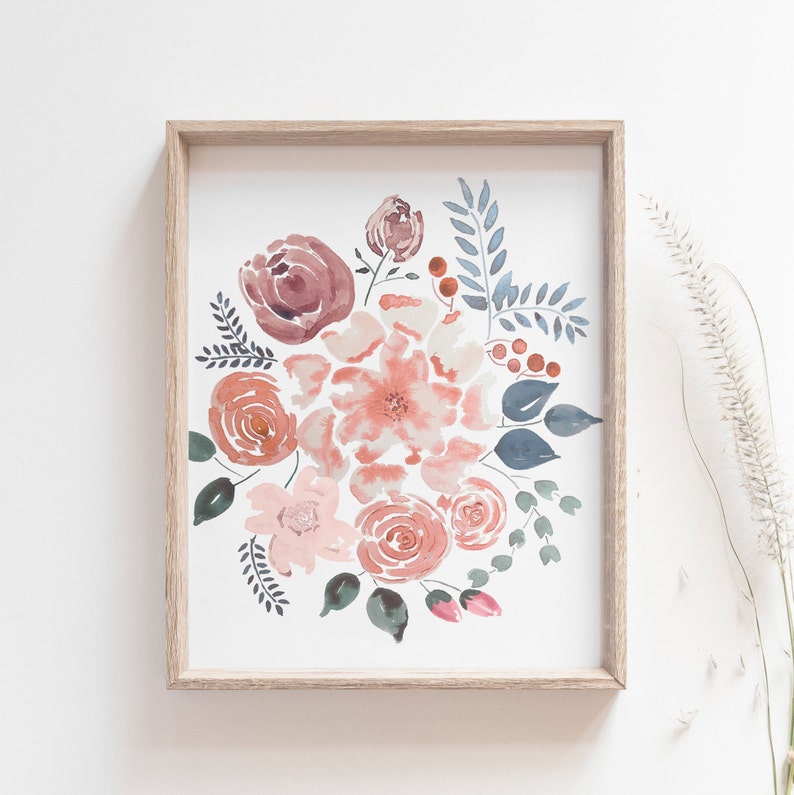 Flower Wall Art, Baby Girl Nursery Art, Watercolor Nursery Wall Art ...
