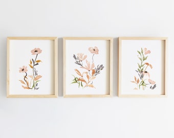 Framed Floral Nursery Decor, Wildflower Nursery Art, Watercolor Flowers, Baby Girl Nursery Wall Decor, Floral Wall Art, Flower Bouquet Art