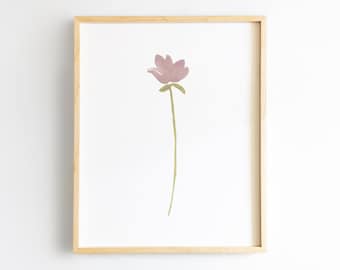 Framed Wildflower Nursery Decor - Baby Girl Nursery Print - Mauve Flower Painting for Nursery -Nursery Wall Art - Watercolor Nursery Girl