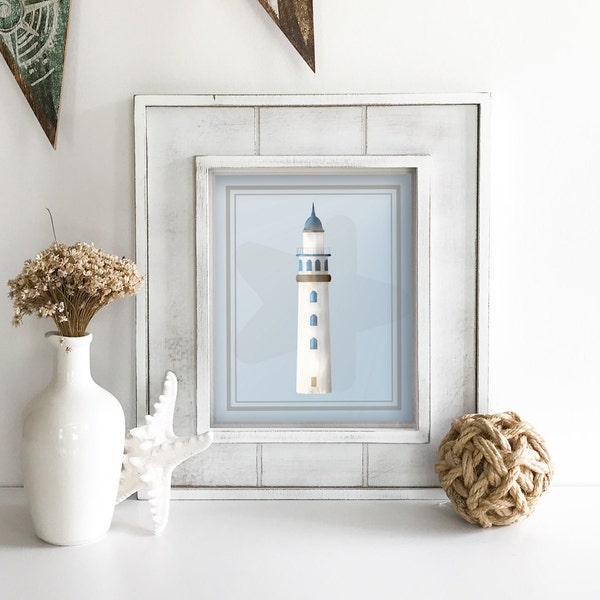 Framed Nautical wall art coastal wall art nautical wall decor anchor wall decor bathroom wall decor lighthouse wall art prints bedroom art