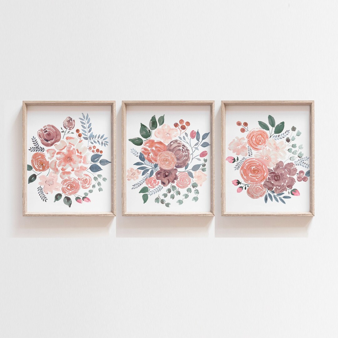 Flower Wall Art, Baby Girl Nursery Art, Watercolor Nursery Wall Art ...