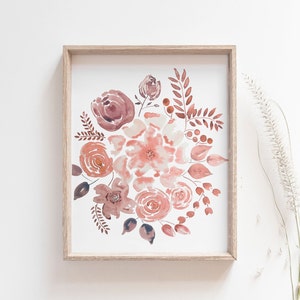 Framed Peony print botanical wall art blush nursery decor watercolor flowers baby girl nursery wall decor floral wall art girl baby gift image 1