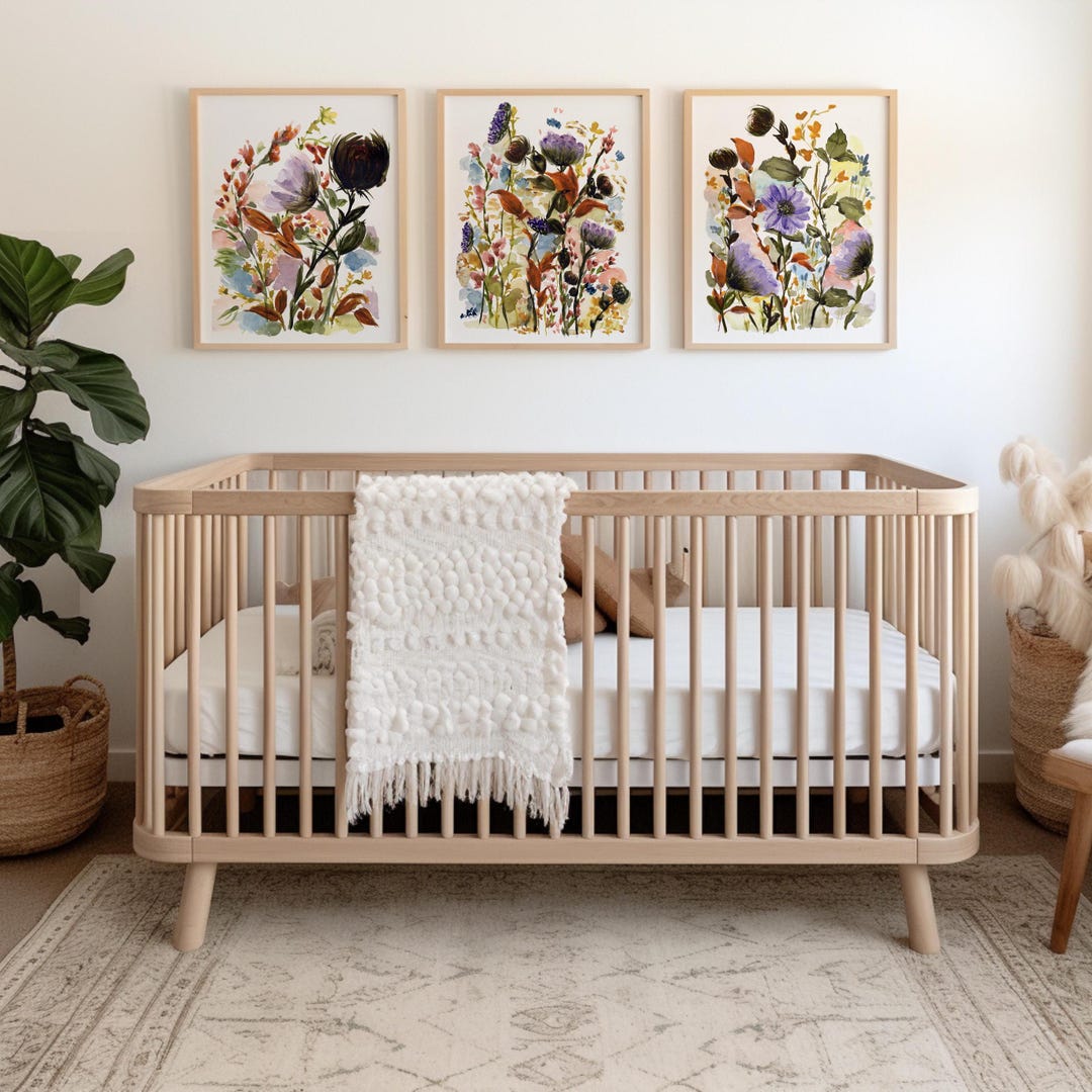 Custom Wildflower Nursery - Baby Girl Nursery Wall Decor - Floral ...