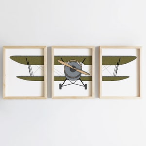 Airplane nursery prints, Airplane nursery decor, Boy nursery wall art, Nursery wall decor, Travel theme nursery,  Vintage airplane