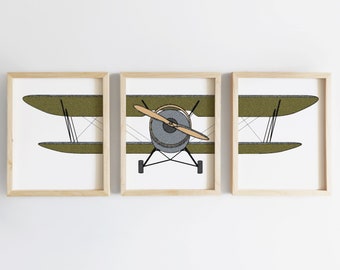 Vintage Airplane Nursery Prints: Travel Theme Wall Art
