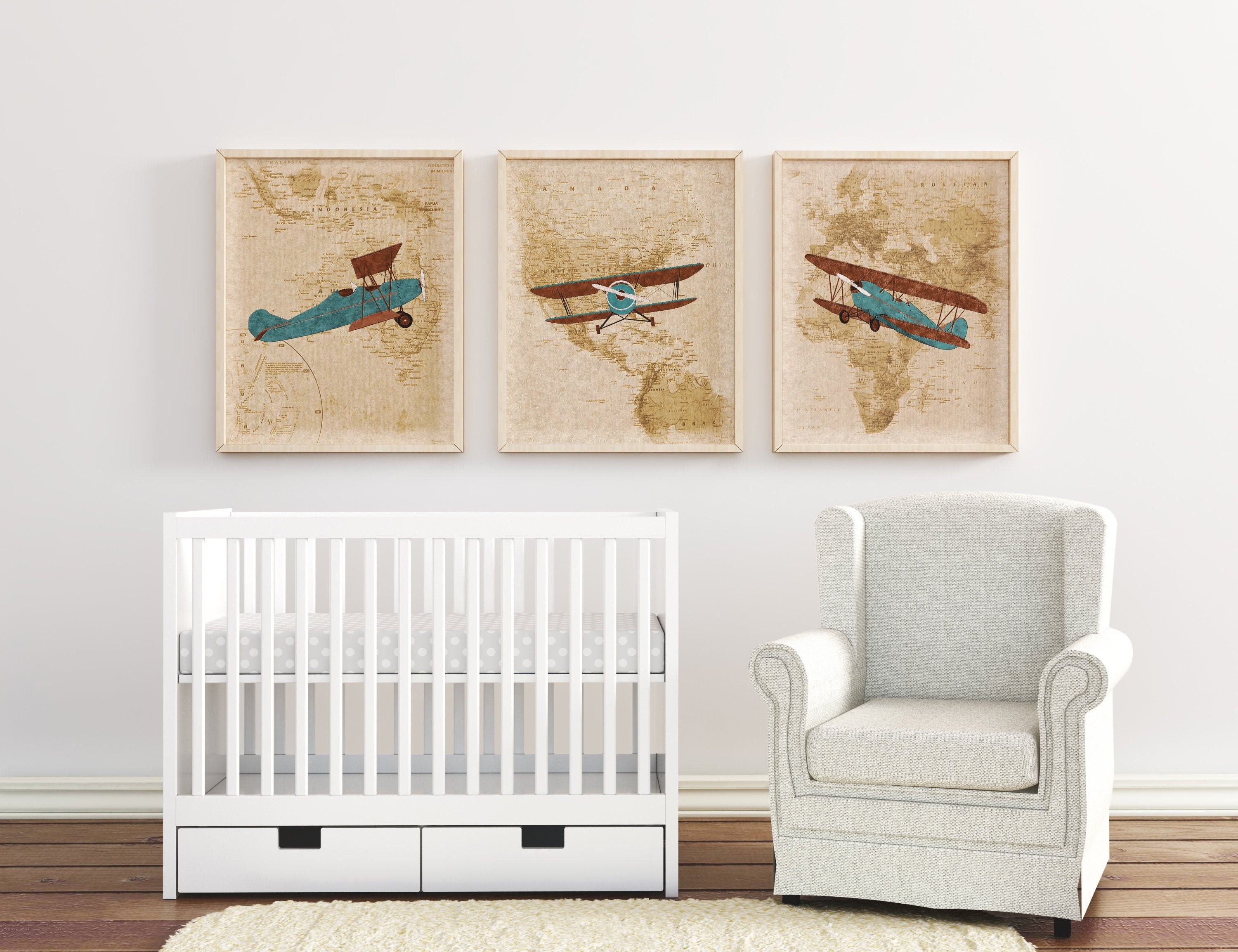 Airplane Nursery Wall Decor Airplane Decor Vintage Etsy