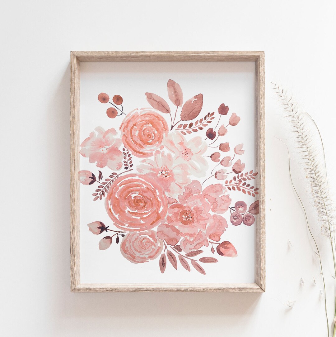 Baby Girl Nursery Wall Decor Peony Print Botanical Wall Art Blush ...