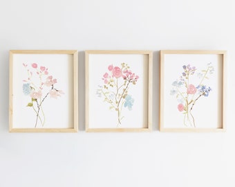 Baby Girl Wildflower Nursery Decor - Floral Wall Art - Flower Nursery Prints - Watercolor Nursery Art - Floral Bouquet Art Print