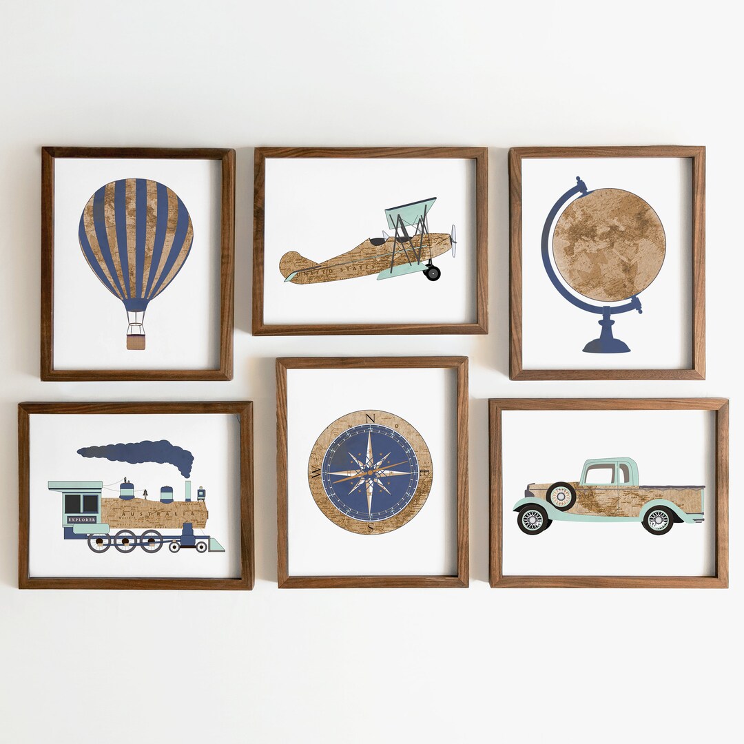 Travel Nursery Decor - Vintage Airplane Nursery Wall Decor - Travel ...