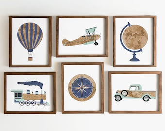 Travel Nursery Decor - Vintage Airplane Nursery Wall Decor - Travel Theme Nursery Map Print - Vintage Travel Nursery Art