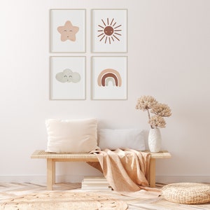 Neutral Rainbow Nursery Art Prints | Boho Wall Decor | Baby Girl ...