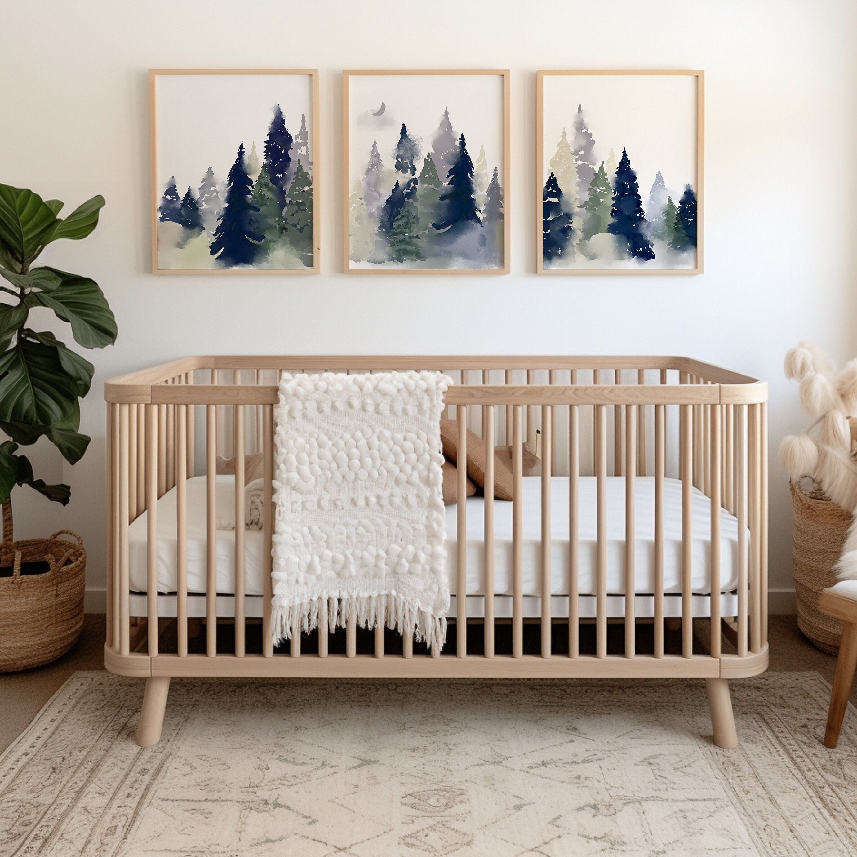 Baby Boy Nursery Wall Decor - Woodland Nursery Art Prints - Tree ...