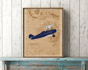World map wall art travel nursery airplane nursery art travel theme nursery decor baby boy nursery decor nursery prints blue