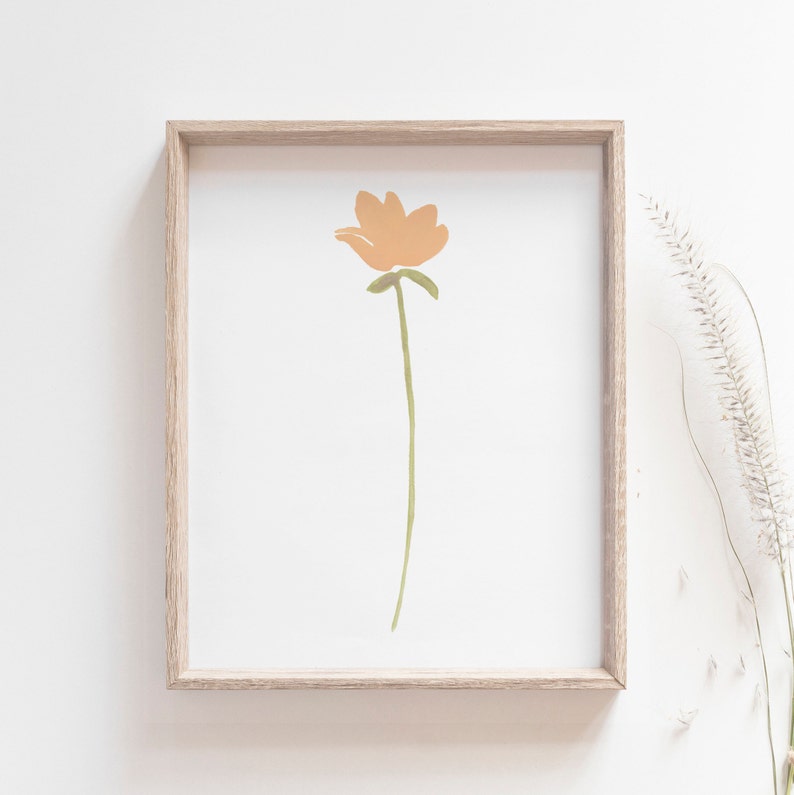 Framed Watercolor flowers, Peach nursery decor, Baby girl nursery floral wall art, Nursery wall decor, Peach nursery flower wall art prints image 6