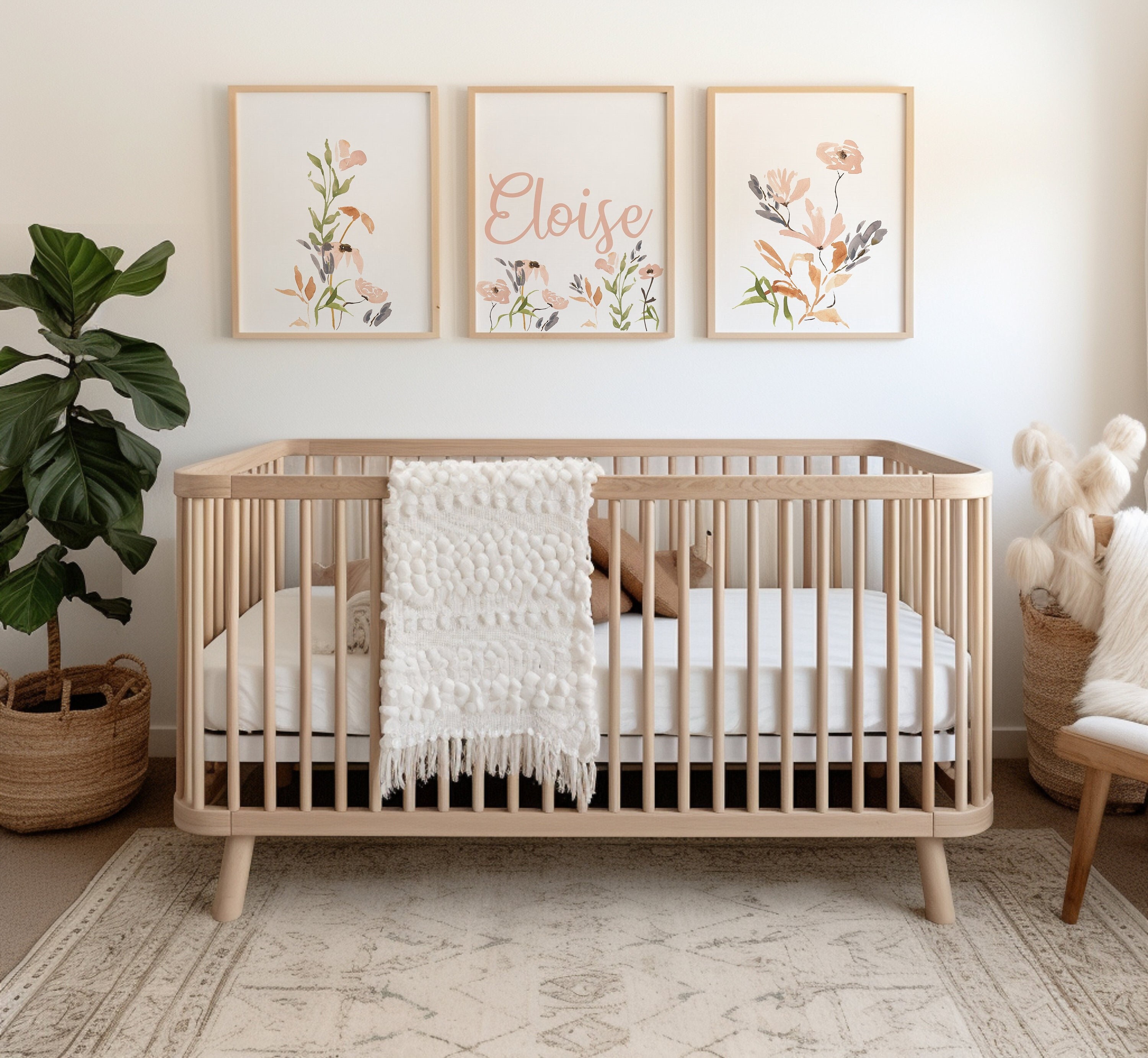 Wildflower Nursery Art - Hand Painted Floral Print - Etsy