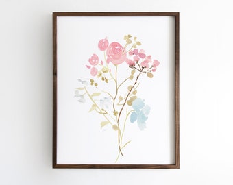 Framed Wildflower Nursery Decor - Baby Girl Nursery Art Print - Flower Painting for Nursery -Nursery Wall Art - Watercolor Nursery Girl