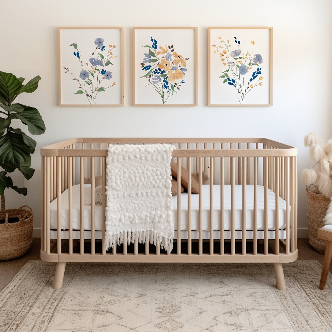 Baby Girl Wildflower Nursery Decor - Floral Wall Art - Flower Nursery ...