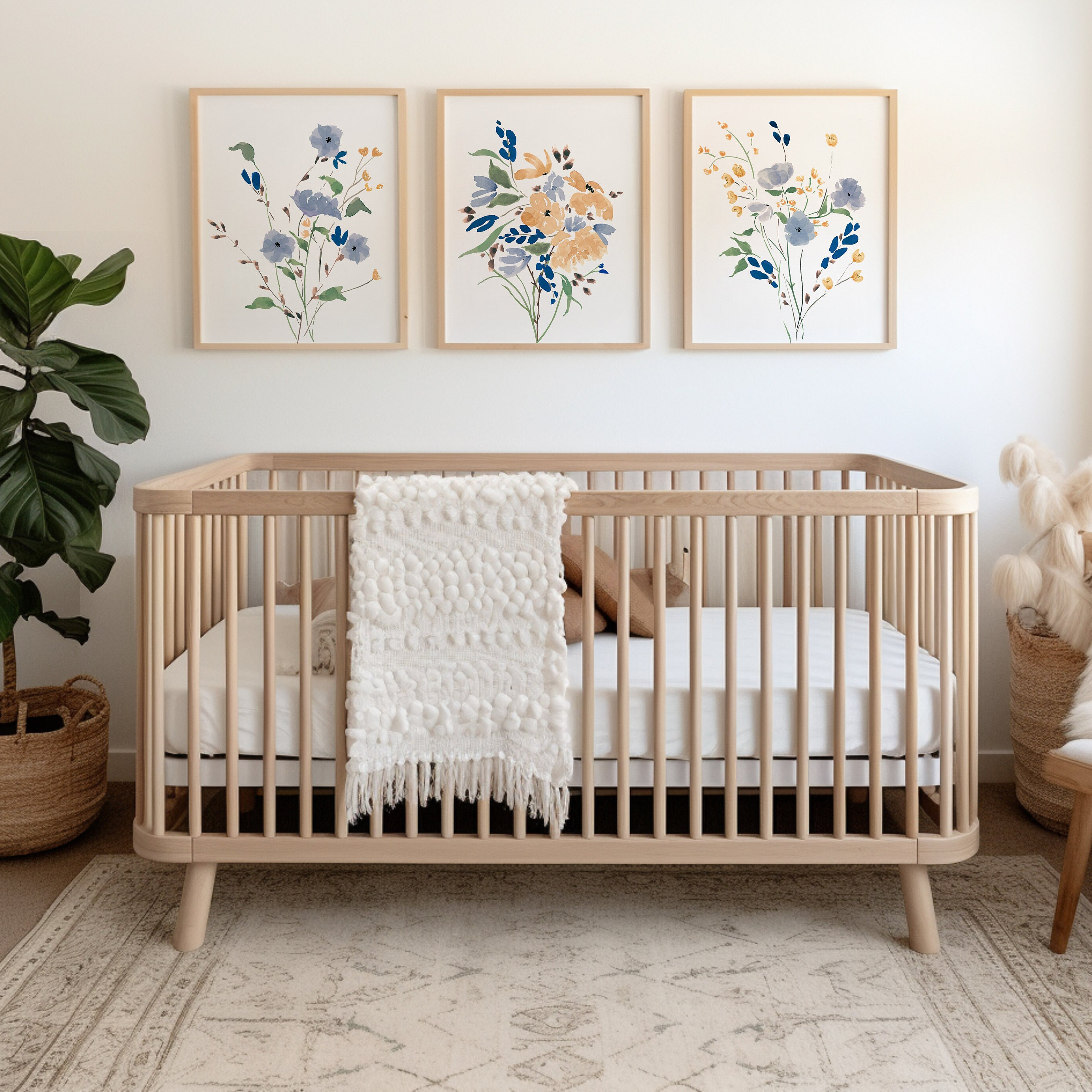 Baby Girl Wildflower Nursery Decor - Floral Wall Art - Flower Nursery ...