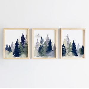 Baby Boy Nursery Wall Decor - Woodland Nursery Art Prints - Tree Nursery Theme - Woodland Trees Nursery - Pine Tree Art