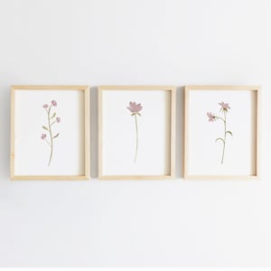 Watercolor flowers, Mauve nursery decor, Baby girl nursery floral wall art, Nursery wall decor, Mauve nursery flower wall art prints