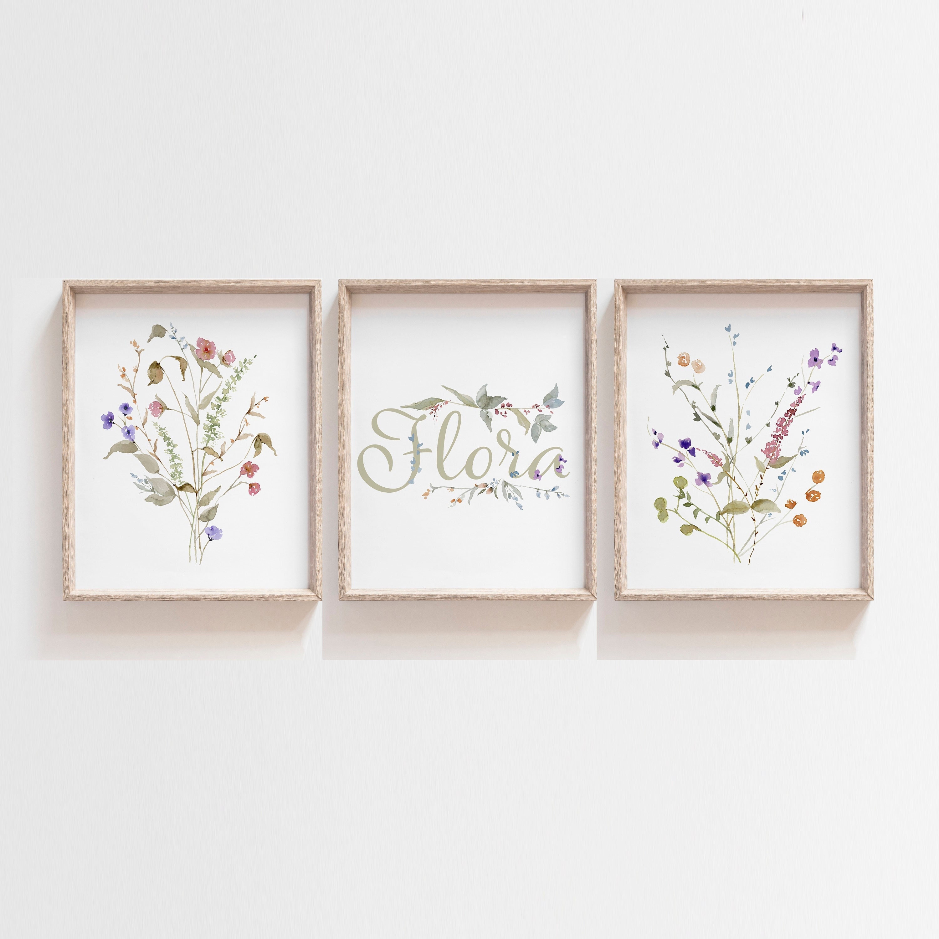 Baby Girl Nursery Wall Decor - Floral Nursery Name Print - Floral Wall ...