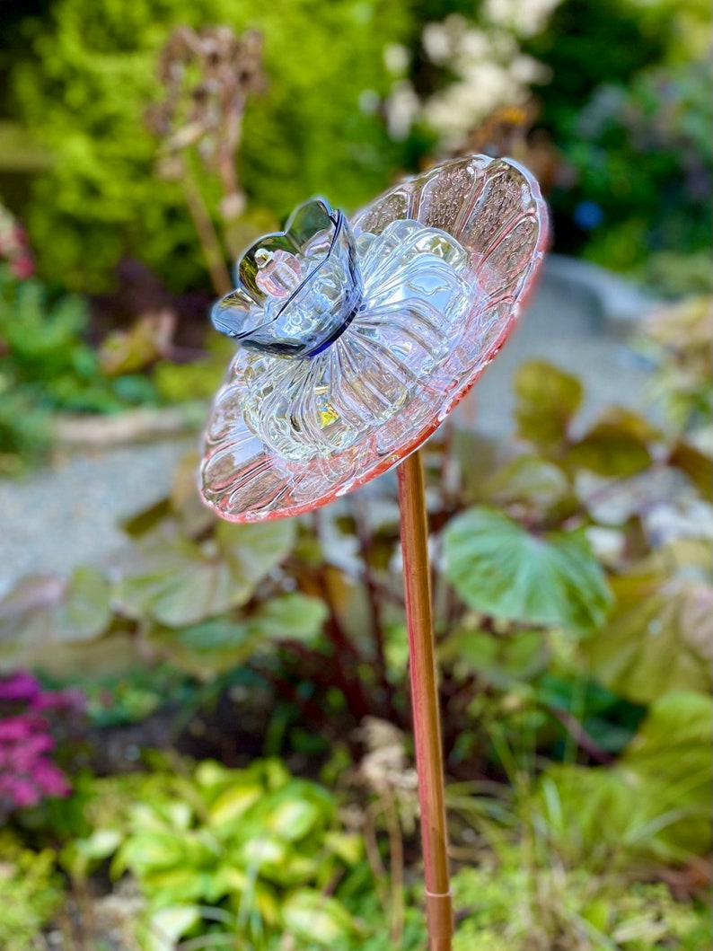 Handmade Glass Plate Flower Garden Art From Vintage Glassware Etsy