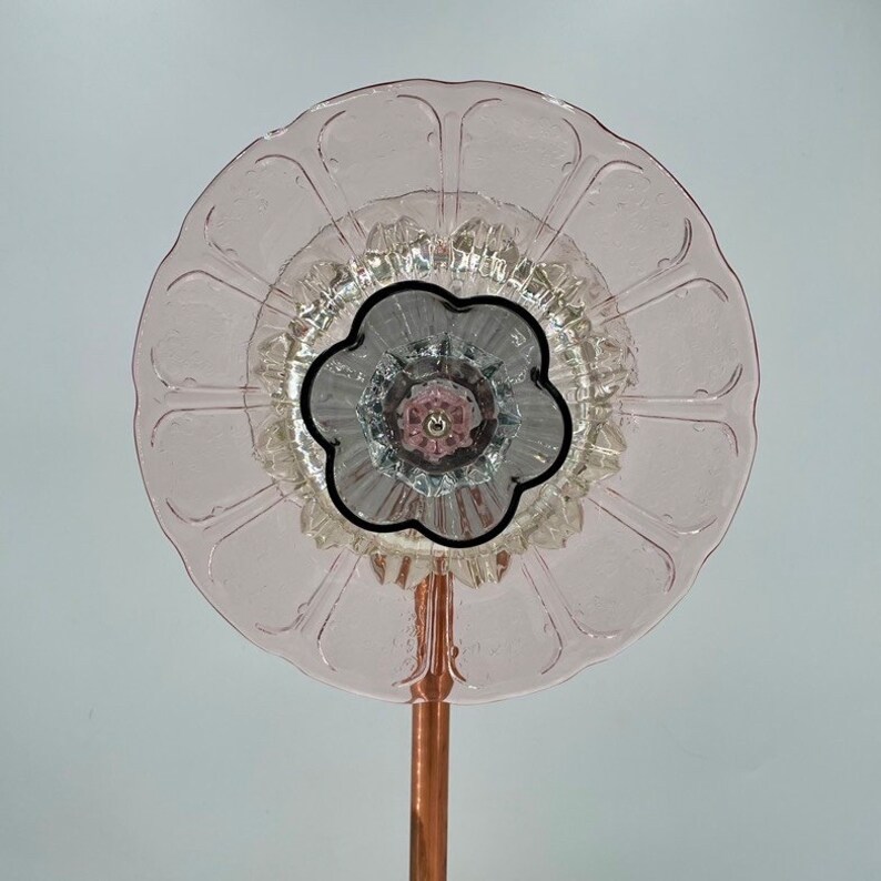 Handmade Glass Plate Flower Garden Art From Vintage Glassware Etsy