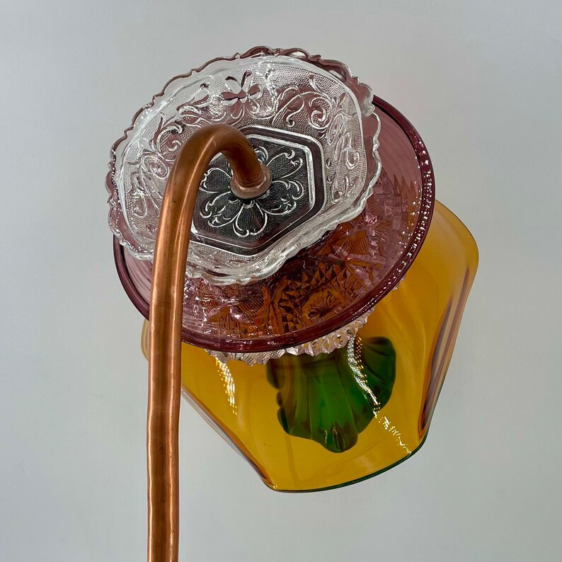 Handmade Glass Plate Flower Garden Art From Vintage Glassware Etsy